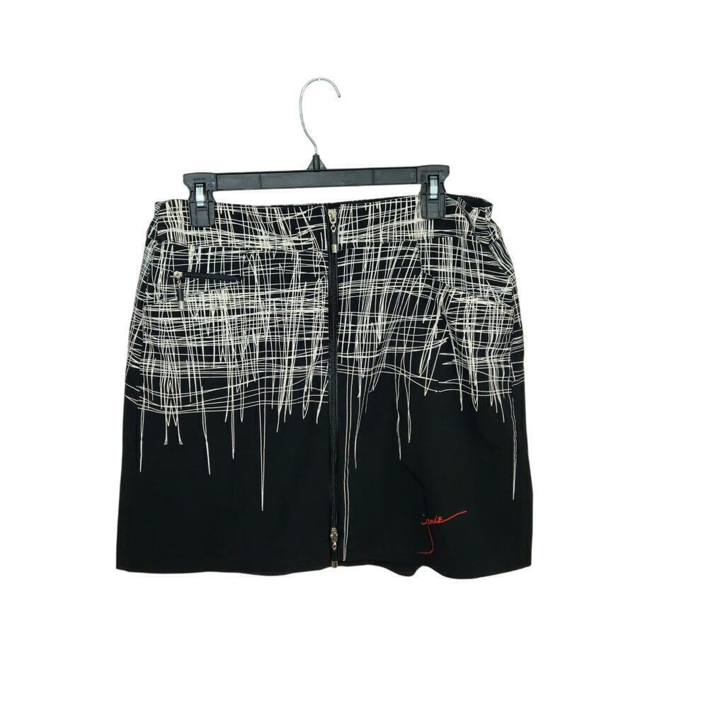 Jamie Sadock Women Strings Golf Skort Size 8 M Two-Way Zip Cooltrex Black/White - Picture 2 of 9